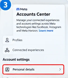 Illustrative Facebook interface for desktop, step 3; actual interface may differ