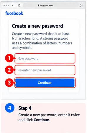 Illustrative Facebook interface for desktop, step 4; actual interface may differ