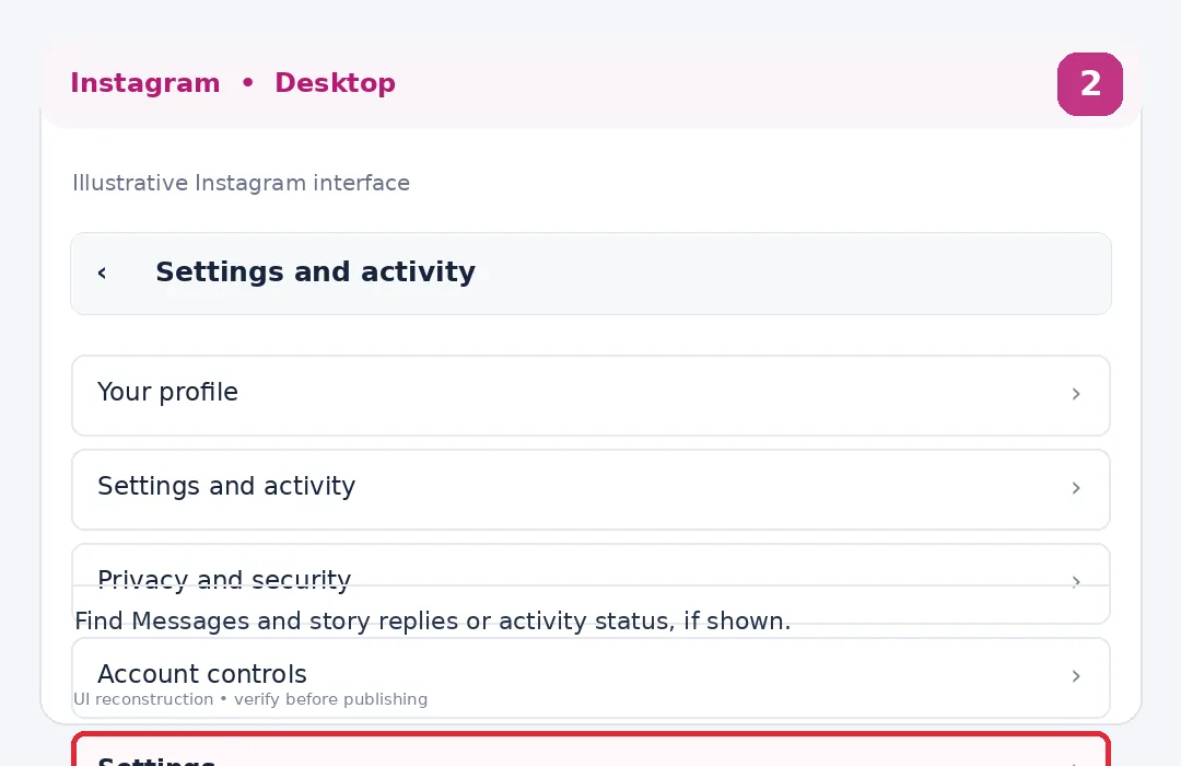 Illustrative Instagram interface for desktop, step 2; actual interface may differ