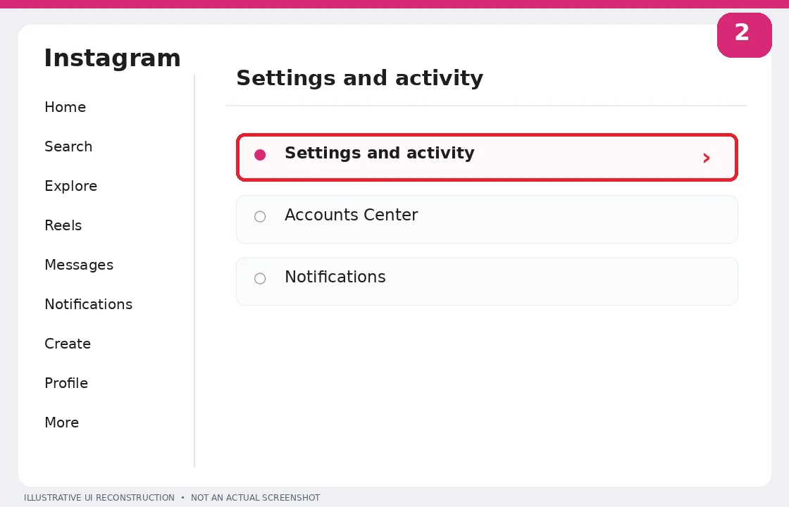 Illustrative Instagram interface for desktop, step 2; actual interface may differ