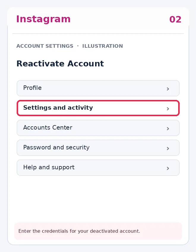Illustrative Instagram interface for mobile, step 2; actual interface may differ