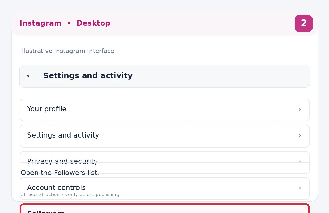 Illustrative Instagram interface for desktop, step 2; actual interface may differ