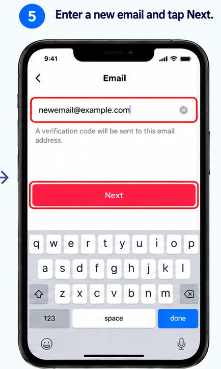 Illustrative TikTok interface for mobile, step 5; actual interface may differ