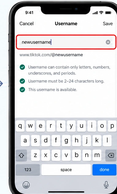 Illustrative TikTok interface for mobile, step 3; actual interface may differ