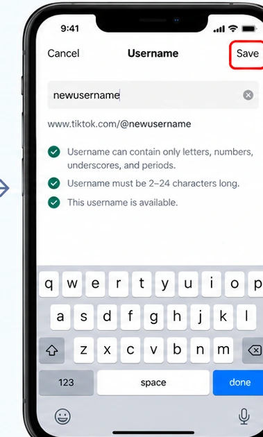 Illustrative TikTok interface for mobile, step 4; actual interface may differ