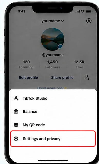 Illustrative TikTok interface for mobile, step 2; actual interface may differ