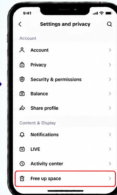 Illustrative TikTok interface for mobile, step 3; actual interface may differ