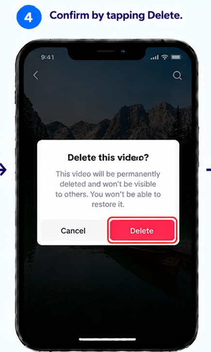 Illustrative TikTok interface for mobile, step 4; actual interface may differ