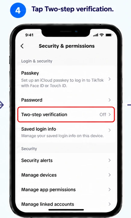 Illustrative TikTok interface for mobile, step 4; actual interface may differ