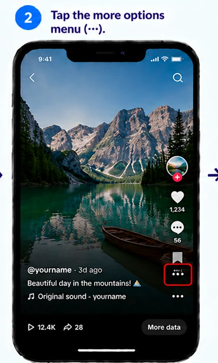 Illustrative TikTok interface for mobile, step 2; actual interface may differ