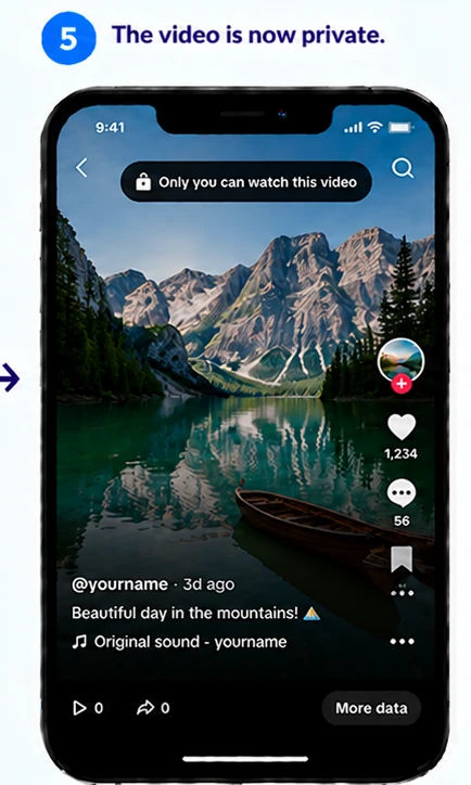 Illustrative TikTok interface for mobile, step 5; actual interface may differ
