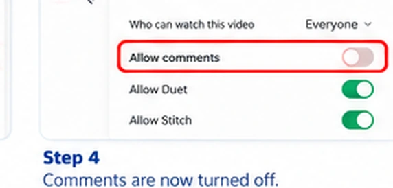 Illustrative TikTok interface for desktop, step 4; actual interface may differ