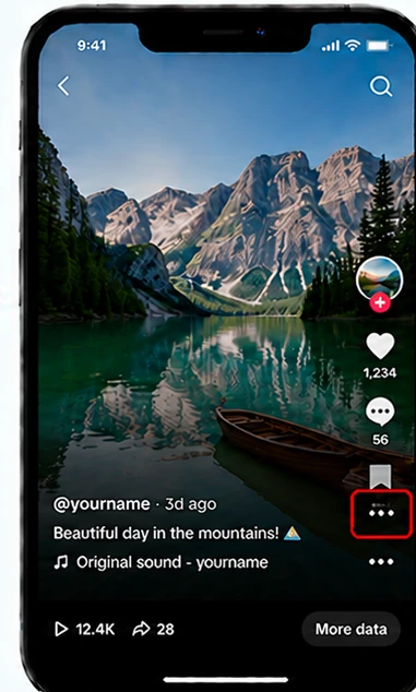 Illustrative TikTok interface for mobile, step 2; actual interface may differ