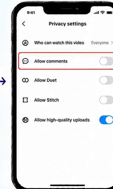 Illustrative TikTok interface for mobile, step 4; actual interface may differ