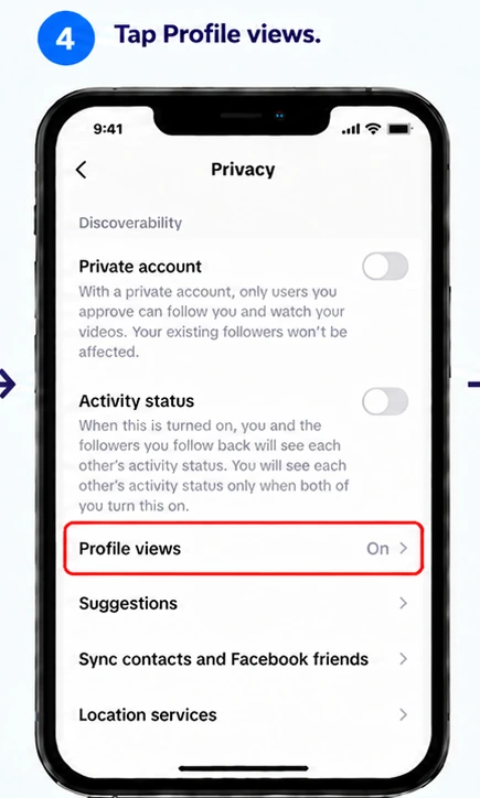Illustrative TikTok interface for mobile, step 4; actual interface may differ