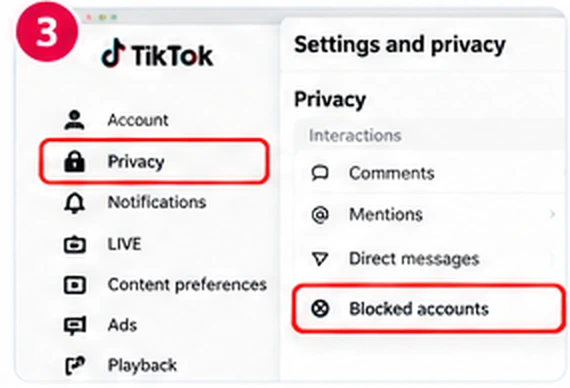 Illustrative TikTok interface for desktop, step 3; actual interface may differ