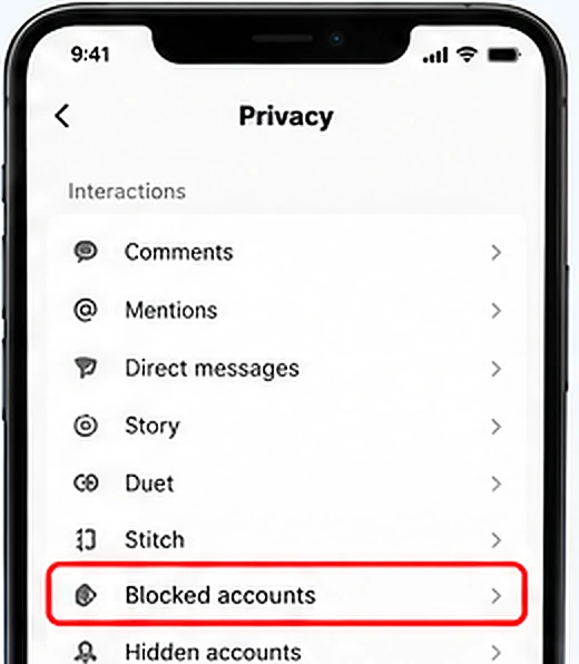 Illustrative TikTok interface for mobile, step 4; actual interface may differ