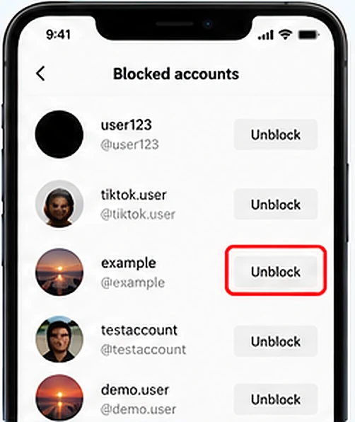Illustrative TikTok interface for mobile, step 5; actual interface may differ